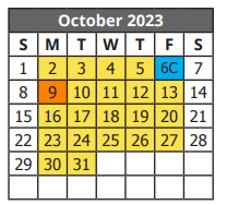 District School Academic Calendar for Jewel C Wietzel Center for October 2023