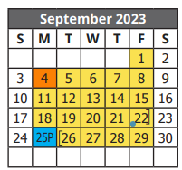 District School Academic Calendar for E H Gilbert Elementary for September 2023