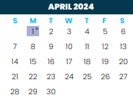 District School Academic Calendar for Coakley Middle for April 2024