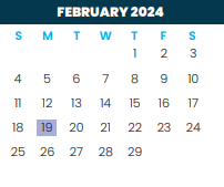 District School Academic Calendar for Moises Vela Middle School for February 2024