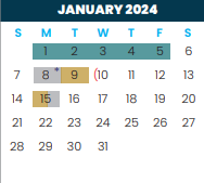 District School Academic Calendar for Cameron Co J J A E P for January 2024