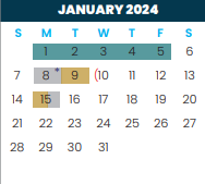 District School Academic Calendar for Edna Tamayo House for January 2024