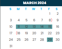 District School Academic Calendar for Early College High School for March 2024