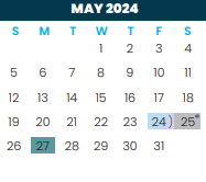 District School Academic Calendar for Early College High School for May 2024
