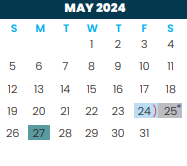 District School Academic Calendar for Bonham Elementary for May 2024