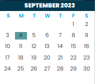 District School Academic Calendar for Harlingen High School - South for September 2023
