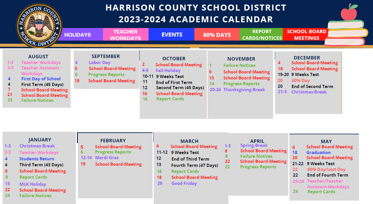 District School Academic Calendar Key for West Wortham Elementary And Middle
