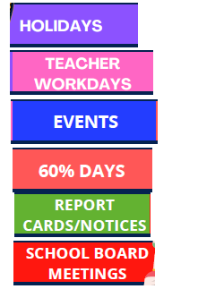District School Academic Calendar Legend for West Wortham Elementary And Middle