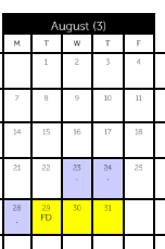 District School Academic Calendar for Wish School for August 2023
