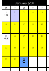 District School Academic Calendar for Wish School for January 2024