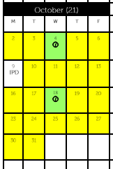 District School Academic Calendar for Hooker School for October 2023