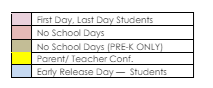 District School Academic Calendar Legend for Caleb Dustin Hunking