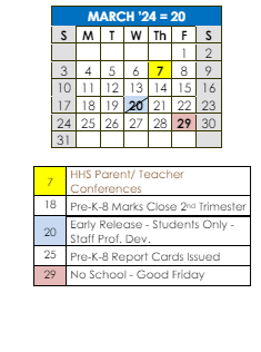 District School Academic Calendar for Caleb Dustin Hunking for March 2024
