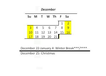 District School Academic Calendar for Waianae Elementary School for December 2023