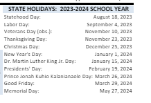 District School Academic Calendar Legend for Waianae Elementary School