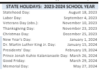 District School Academic Calendar Legend for Lahaina Intermediate School