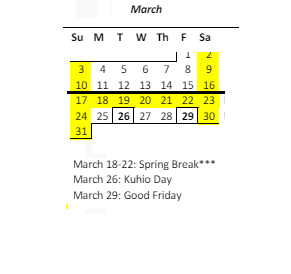 District School Academic Calendar for Waters Of Life New - Century Pcs for March 2024