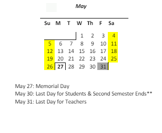 District School Academic Calendar for Ka Umeke Kaeo - Pcs for May 2024