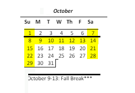 District School Academic Calendar for Jefferson School Orthopedic Unit for October 2023