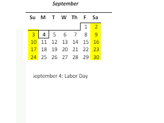 District School Academic Calendar for Waianae Elementary School for September 2023