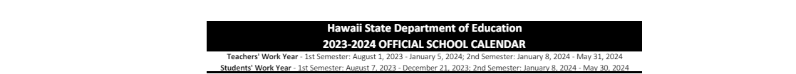 District School Academic Calendar for Waianae Elementary School