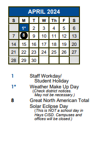 District School Academic Calendar for Wallace Middle School for April 2024
