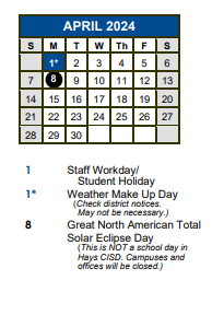 District School Academic Calendar for R C Barton Middle School for April 2024