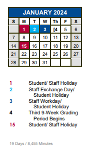 District School Academic Calendar for Wallace Middle School for January 2024