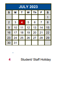 District School Academic Calendar for Blanco Vista Elementary for July 2023