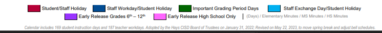 District School Academic Calendar Key for New M S #5