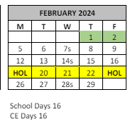 District School Academic Calendar for Fruitvale Elementary for February 2024
