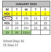 District School Academic Calendar for Family Learning Tree Center for January 2024