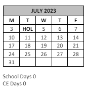 District School Academic Calendar for Santa Fe Middle for July 2023