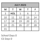 District School Academic Calendar for Fruitvale Elementary for July 2023