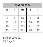 District School Academic Calendar for Jackson (helen Hunt) Alternative High for March 2024