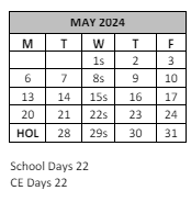 District School Academic Calendar for Whittier Elementary for May 2024