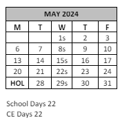 District School Academic Calendar for Cawston Elementary for May 2024