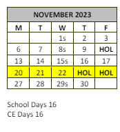 District School Academic Calendar for Hemet Academy For Applied Academic And Technology for November 2023