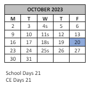 District School Academic Calendar for Whittier Elementary for October 2023