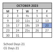 District School Academic Calendar for Jackson (helen Hunt) Alternative High for October 2023