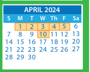District School Academic Calendar for Trevvett Elementary for April 2024