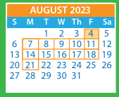 District School Academic Calendar for Trevvett Elementary for August 2023