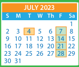 District School Academic Calendar for Adams Elementary for July 2023