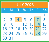 District School Academic Calendar for Trevvett Elementary for July 2023