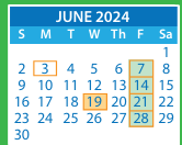 District School Academic Calendar for Moody Middle for June 2024