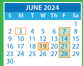 District School Academic Calendar for Trevvett Elementary for June 2024