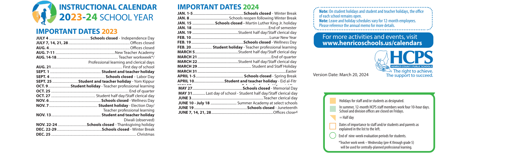 District School Academic Calendar Key for Trevvett Elementary