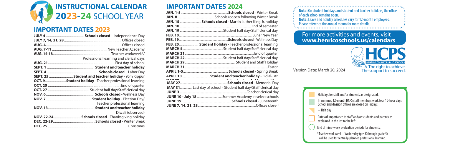 District School Academic Calendar Key for Skipwith Elementary