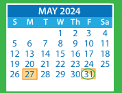 District School Academic Calendar for Adams Elementary for May 2024