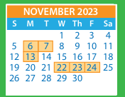 District School Academic Calendar for Moody Middle for November 2023